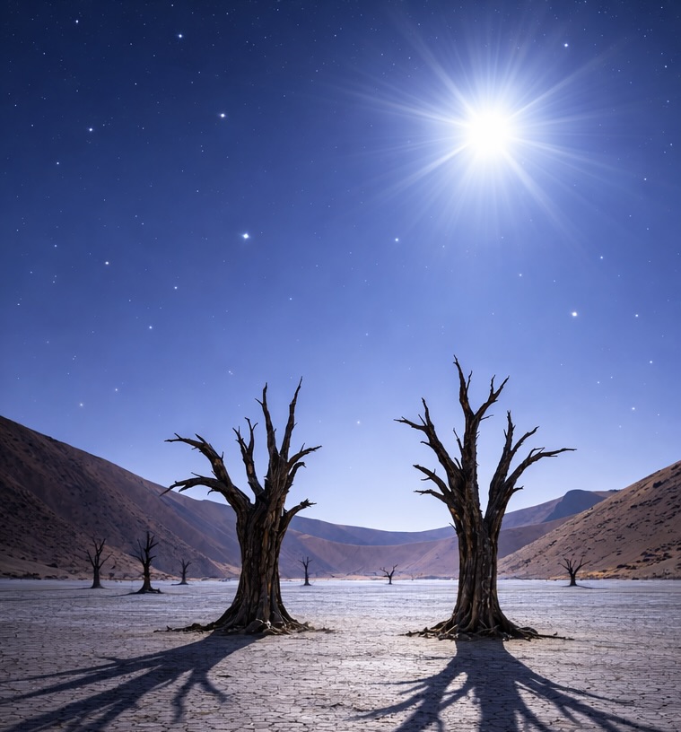 Satellite-illuminated sky